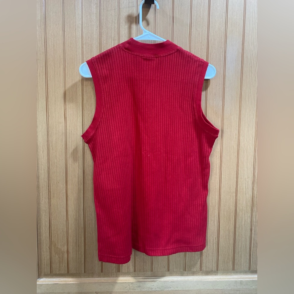 Columbia Women's Red Sleeveless Ribbed Mock-Neck Top - Picture 4 of 7